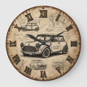 Classic Vintage British Car Large Clock