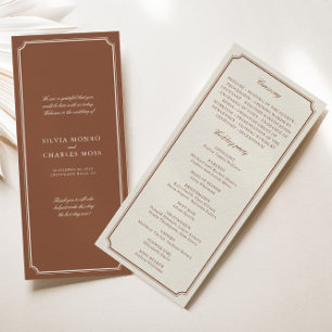 Classic Vintage Brown & Ecru Wedding Program