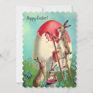 Classic Vintage Bunny Easter Egg Holiday Card