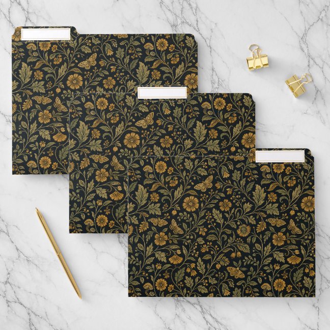 Classic Vintage Butterfly Floral File Folder