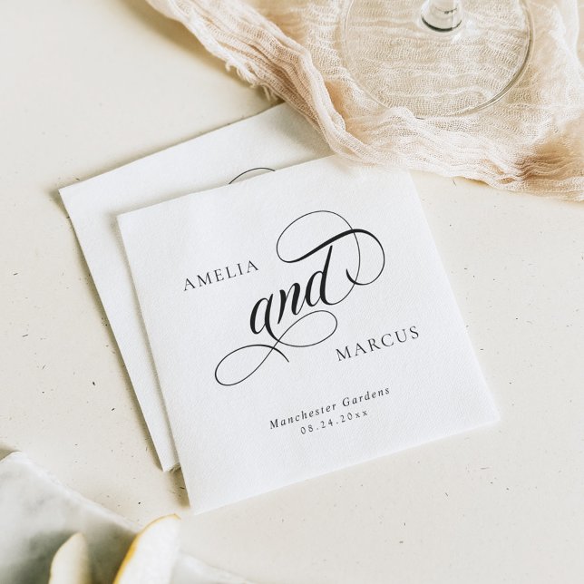 Classic Vintage Calligraphy Wedding Napkins (Creator Uploaded)