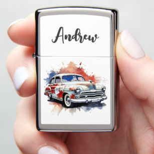 Classic Vintage Car American Flag 4th of July USA Zippo Lighter