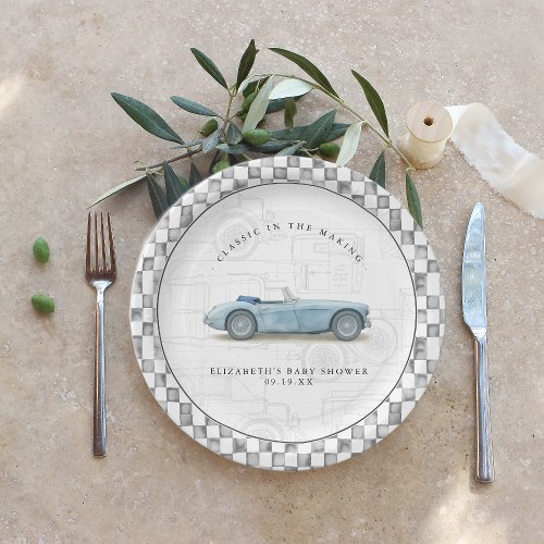 Classic Vintage Car Baby Shower  Paper Plates