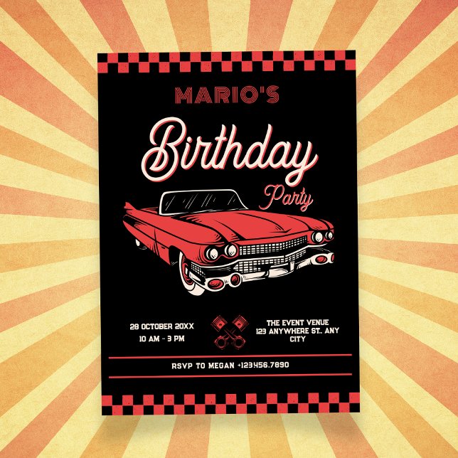 Classic vintage car birthday invitation (Creator Uploaded)