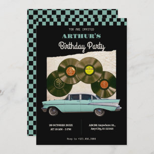 Classic vintage car birthday invitation