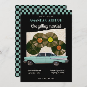 Classic vintage car wedding invitation
