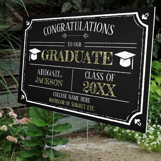 Classic Vintage Chalkboard Graduation Yard Sign (Creator Uploaded)