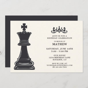 Classic Vintage Chess-Themed Elegant Birthday Invitation