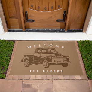 Classic Vintage Chevy 5-window pickup truck design Doormat