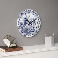 Classic Vintage Chic Dutch Windmill Delft Blue