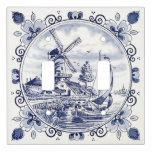 Classic Vintage Chic Dutch Windmill Delft Blue Light Switch Cover