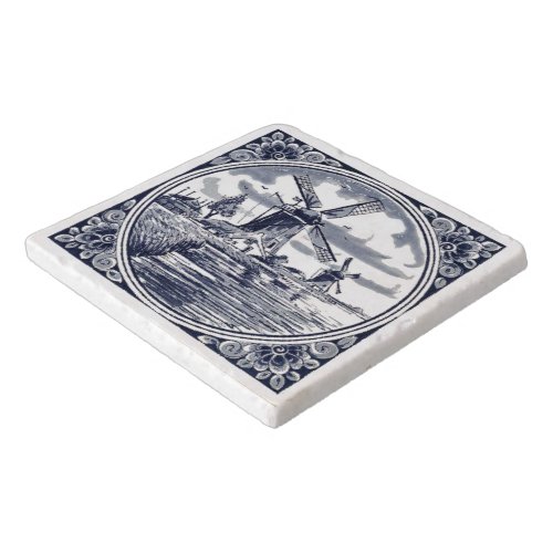 Classic Vintage Chic Dutch Windmill Delft Blue Trivet