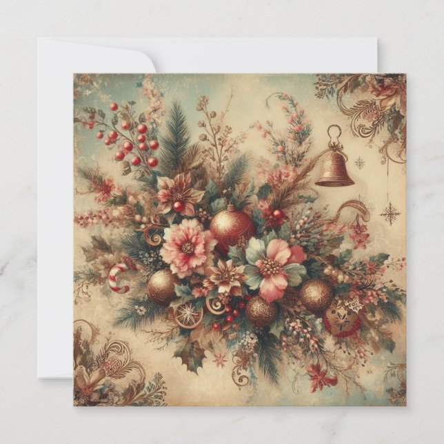 Classic Vintage Christmas Greeting Card (Front)