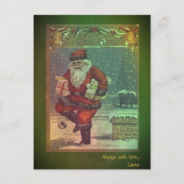 Classic vintage Christmas postcard with Santa (Front)