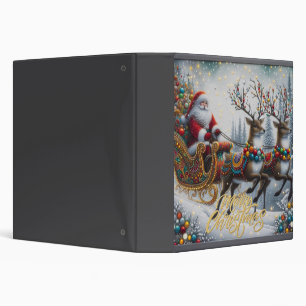 Classic/Vintage Christmas Santa & reindeer  3 Ring Binder