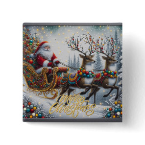 Classic/Vintage Christmas Santa & reindeer  Button