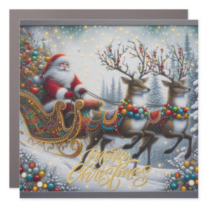Classic/Vintage Christmas Santa & reindeer  Car Magnet