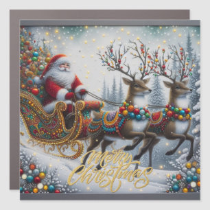 Classic/Vintage Christmas Santa & reindeer Car Magnet