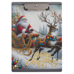 Classic/Vintage Christmas Santa & reindeer Clipboard