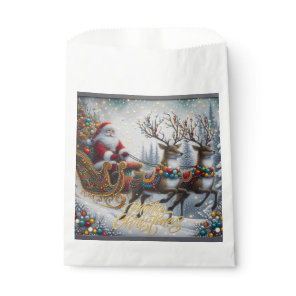 Classic/Vintage Christmas Santa & reindeer  Favor Bag