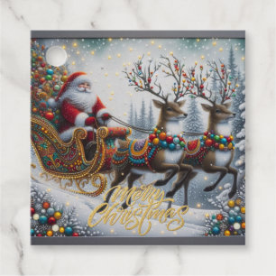 Classic/Vintage Christmas Santa & reindeer Favor Tags