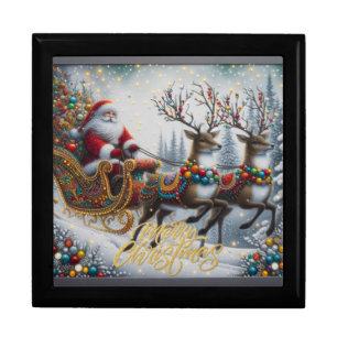 Classic/Vintage Christmas Santa & reindeer Gift Box