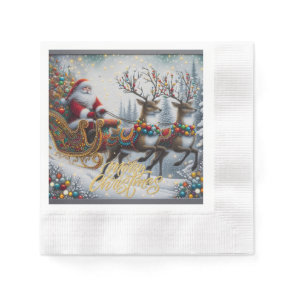 Classic/Vintage Christmas Santa & reindeer  Napkins