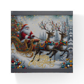 Classic/Vintage Christmas Santa & reindeer  Paperweight