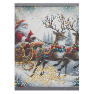 Classic/Vintage Christmas Santa & reindeer Tablecloth
