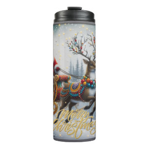 Classic/Vintage Christmas Santa & reindeer  Thermal Tumbler