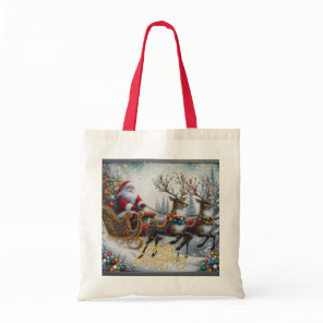 Classic/Vintage Christmas Santa & reindeer  Tote Bag