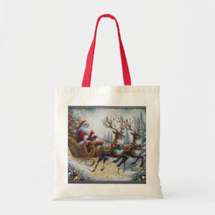 Classic/Vintage Christmas Santa & reindeer  Tote Bag