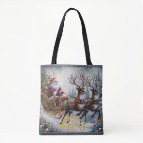 Classic/Vintage Christmas Santa & reindeer  Tote Bag