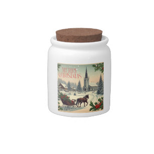 Classic/Vintage Christmas scene Candy Jar