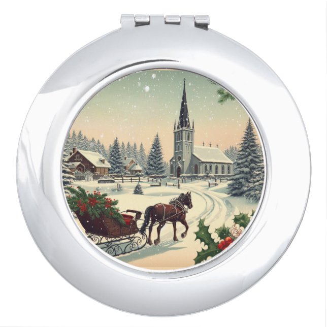 Classic/Vintage Christmas scene  Compact Mirror (Front)