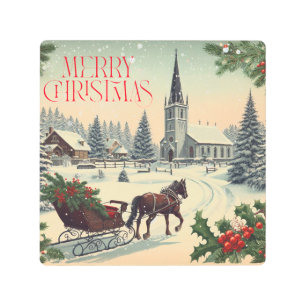 Classic/Vintage Christmas scene Metal Print
