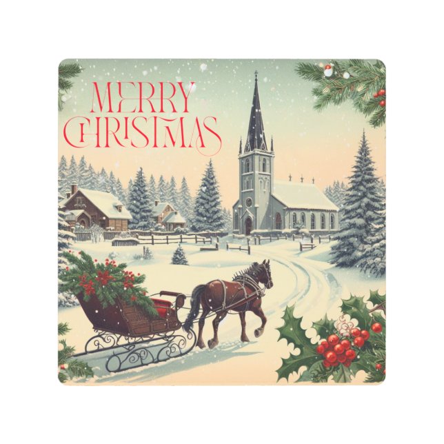 Classic/Vintage Christmas scene  Metal Print (Front)