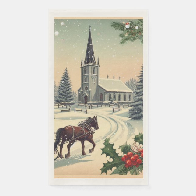 Classic/Vintage Christmas scene Mug Paper Guest Towels (Front)