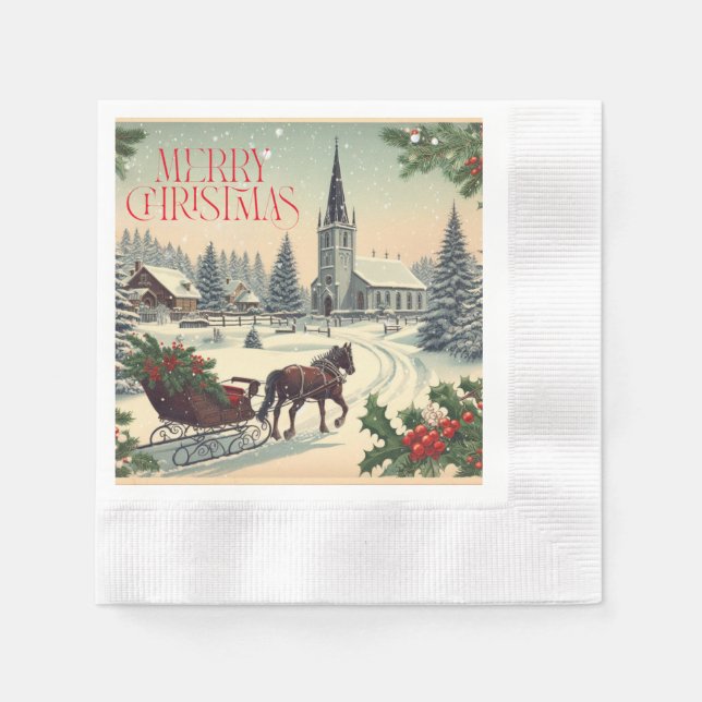 Classic/Vintage Christmas scene  Napkins (Front)