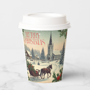 Classic/Vintage Christmas scene Paper Cups