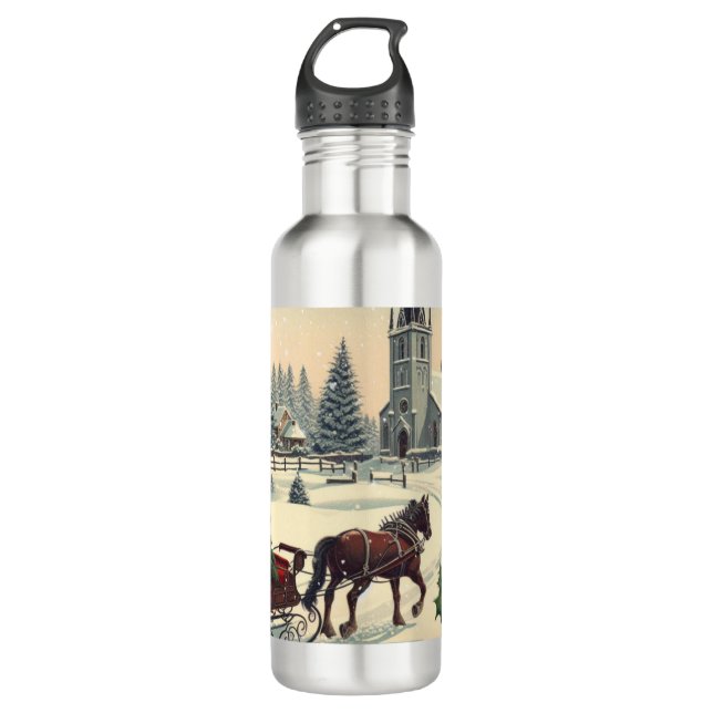 Classic/Vintage Christmas scene  Stainless Steel Water Bottle (Front)