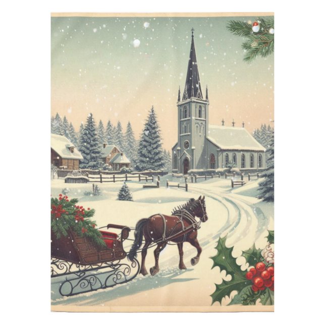 Classic/Vintage Christmas scene  Tablecloth (Front)