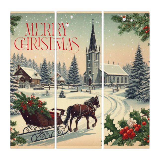 Classic/Vintage Christmas scene  Triptych (Front)