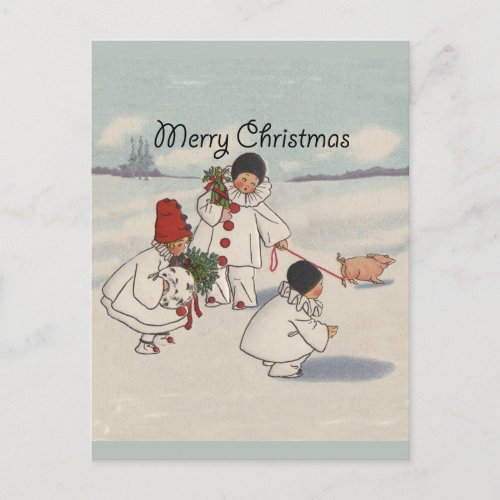 Classic Vintage Christmas Snow Child Holiday Postcard