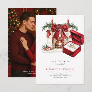 Classic Vintage Christmas Wedding Save the Date Invitation