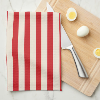 Classic Vintage Circus Tent Red and Cream Stripes Kitchen Towel