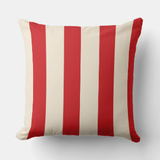 Classic Vintage Circus Tent Red and Cream Stripes Throw Pillow