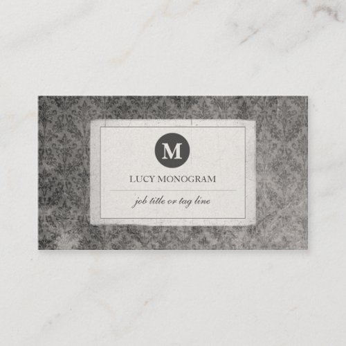 Classic Vintage Damask Monogram (Grey Pearl) Business Cards