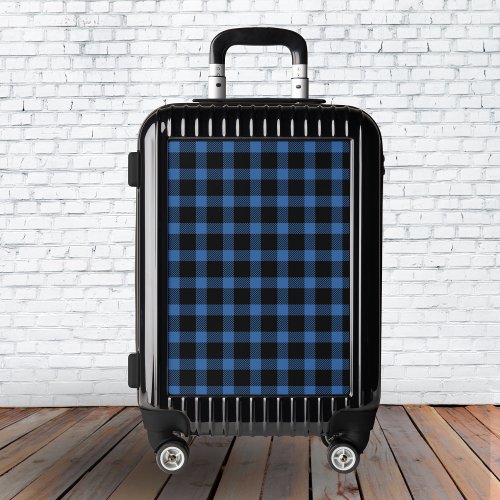 Classic Vintage Dark Blue Buffalo Plaid Pattern Luggage