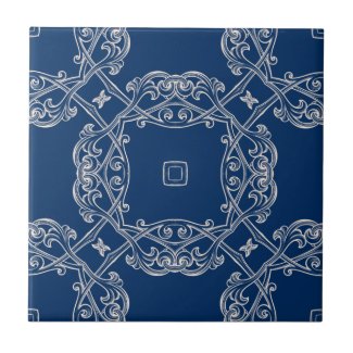 Classic Vintage Elegant Cobalt Blue And White Ceramic Tile